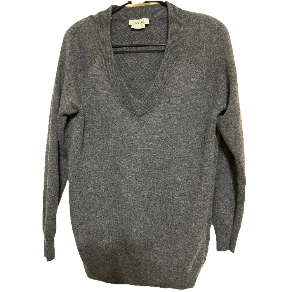 GOLDEN by Tna Sweater Women Gray XS Wool Cashmere V-Neck Luxury Minimalist